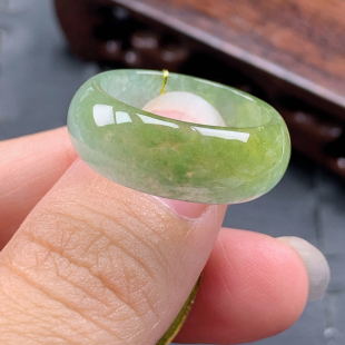 冰黄半山水戒指轮胎冰秋香 内径19mm 19号缅甸天然A货翡翠 T795