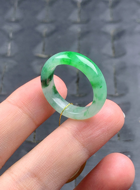 15号 内径17.6mm 天然a货玉戒指女指环缅甸翡翠男指环戒圈，T356