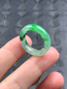 15号 内径17.6mm 天然a货玉戒指女指环缅甸翡翠男指环戒圈，T356