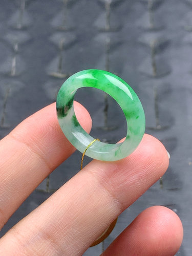 15号 内径17.6mm 天然a货玉戒指女指环缅甸翡翠男指环戒圈，T356