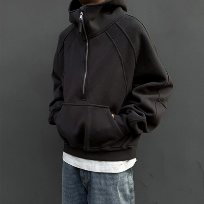 情侣美式厚款半拉链套头卫衣潮牌