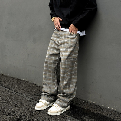 cleanfit格子裤男女格纹松紧腰