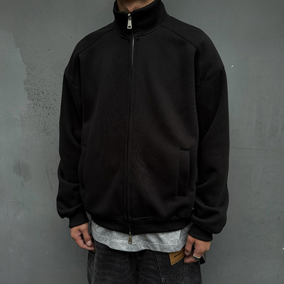 春季双拉链420克立领开衫卫衣潮