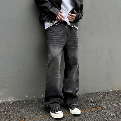 美式复古cleanfit电流纹牛仔裤