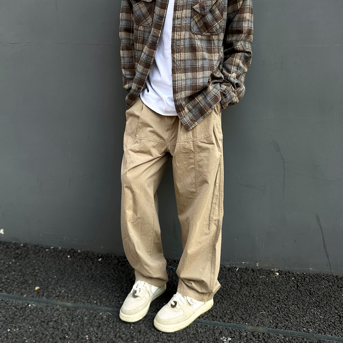 美式立体剪裁cleanfit宽松休闲裤