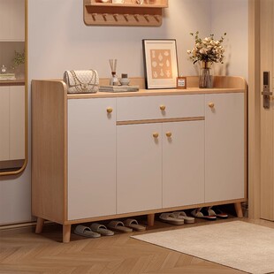 新款实木鞋柜家用门口入户2025新款玄关收纳柜一体靠墙楼道口鞋架