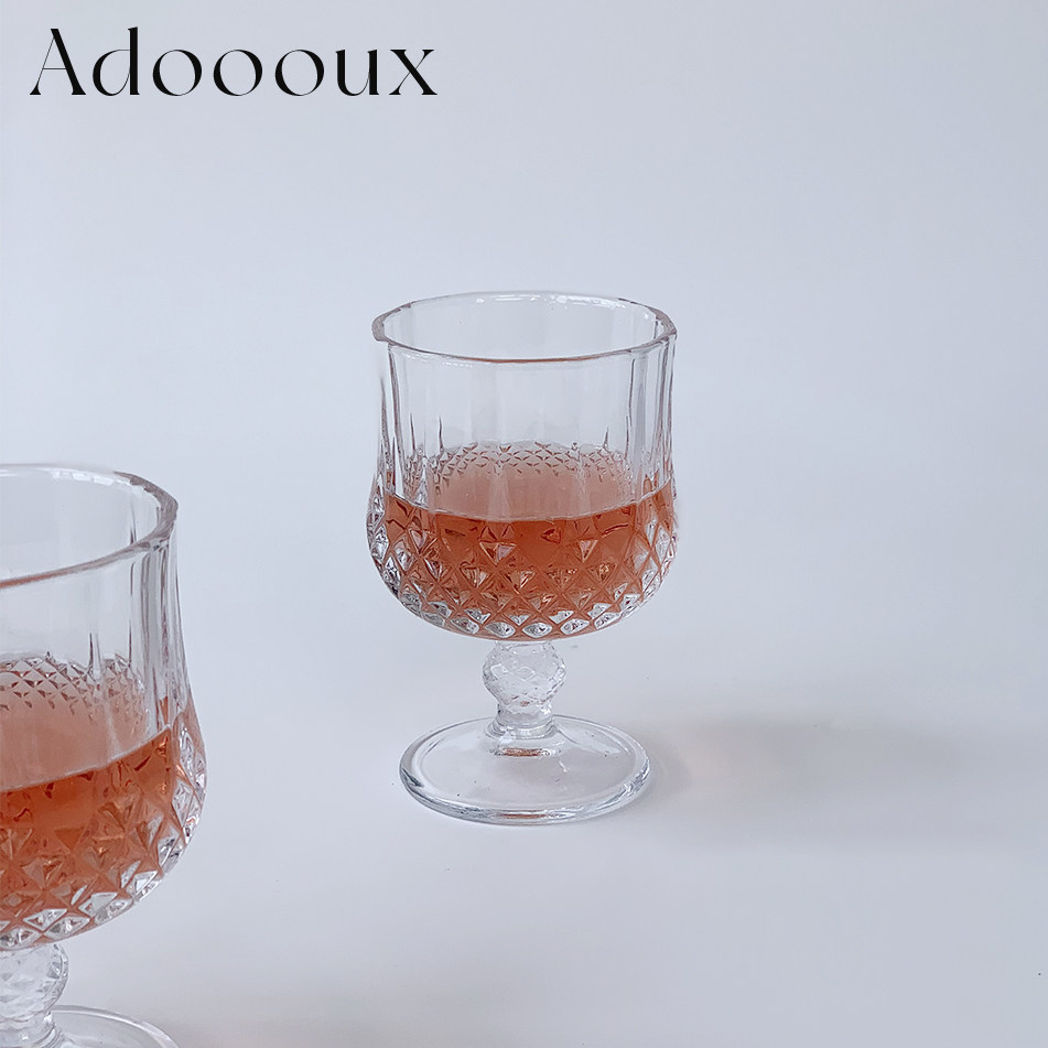 Adoooux 可爱圆肚钻石纹小号果汁果酒杯 无铅玻璃厚实质感