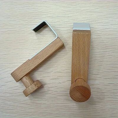 1pc/2pcs Natural Wood Wall-Mounted Door Hanger Shelf -