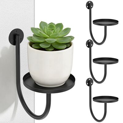 3Pcs Wall Mounted Flowerpot Holder Metal Planter Hook