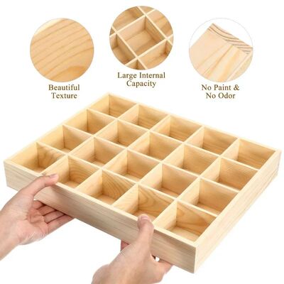 20-Section Wooden Drawer Organizer-Natural Finish Storage