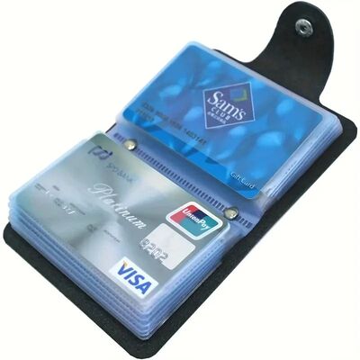 1Pc Black & Coffee PU Leather 24 Bits Card Case Business