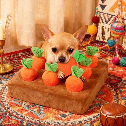 Carrot Snuffle Mat for Dogs Puppy Carrot Plush Toy