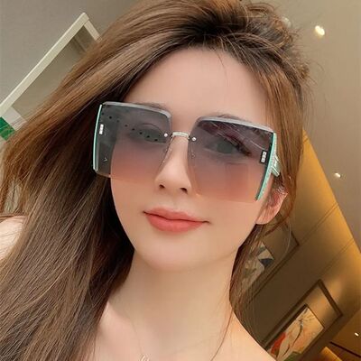 Vintage Rimless Sunglasses New Women Gradient Sunglasses