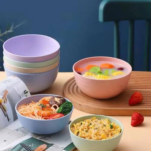 1Pc Wheat Straw Bowl Plastic Bowl Student Rice Bowl