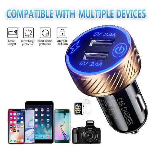 Dual USB Car Mobile Phone Charger Touch Switch 4.8A Cigar