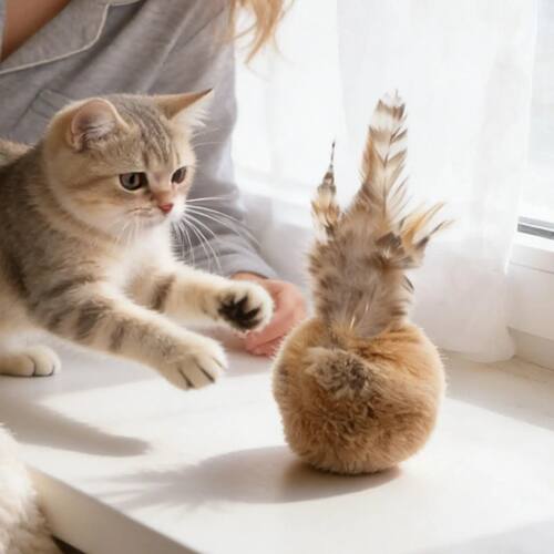 Ball Cat Toys Boredom Relief Game Soft Rabbit Hair Cat