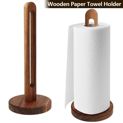 Wooden Paper Towel Holder Standing Kitchen Paper Roll