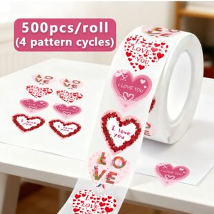 500pcs Valentine gift cake for Day Stickers Heart Red