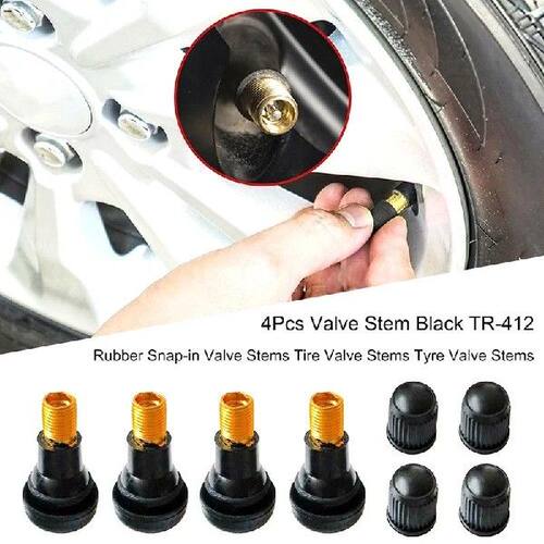 4Pcs TR412 Chrome Alloy Tubeless Rubber Wheel Tyre Valve