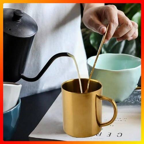 Coffee Cup Gold/Brass Plated Stainless Steel Water Tea