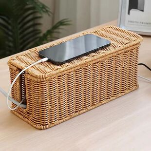 Box Storage Board Desktop Cable Organizer Rattan Plug