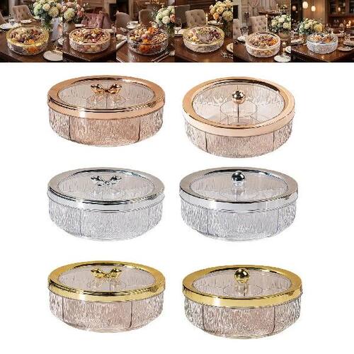 Rotating Serving Plate Dishes Round Snack Tray Clear Lid