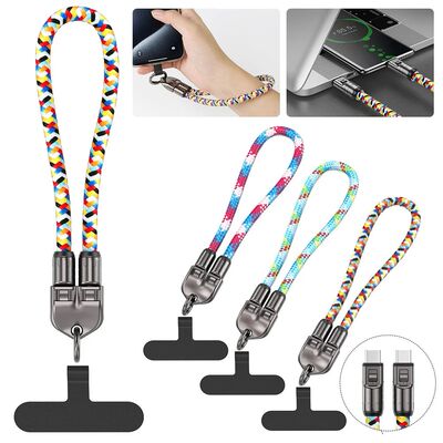 2 In 1 Cell Phone Lanyard Charging Cable,Universal Phone