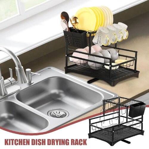 Dish Drying Rack For Kitchen Counter Space-Saving 2-Tier