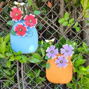 2026 Wall Fence Art Vases Outdoor Garden Flower Metal Decor