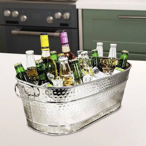 Ice Bucket Galvanized Oval Beverage Tub Beer Tub Metal