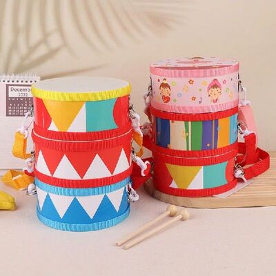 Kids Percussion Drum Wood Toy Set With Carry Strap Music