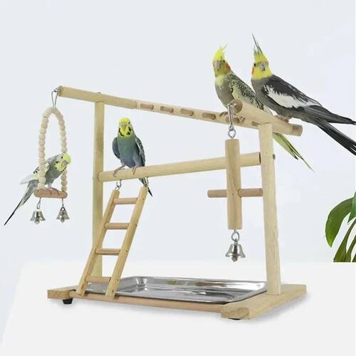Wooden Bird Playstand Gym - Parrot Cockatiel Playground