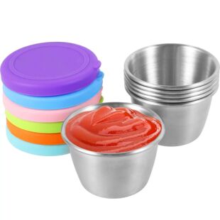 Dressing Salad 70ml Portable Stainless Steel Container 6Pcs