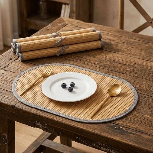 Lightweight Natural Bamboo Placemats Anti-Slip Edge Binding