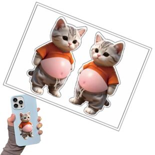 3D Cute Cat Belly Sticker Squeezable Kitten Phone Case