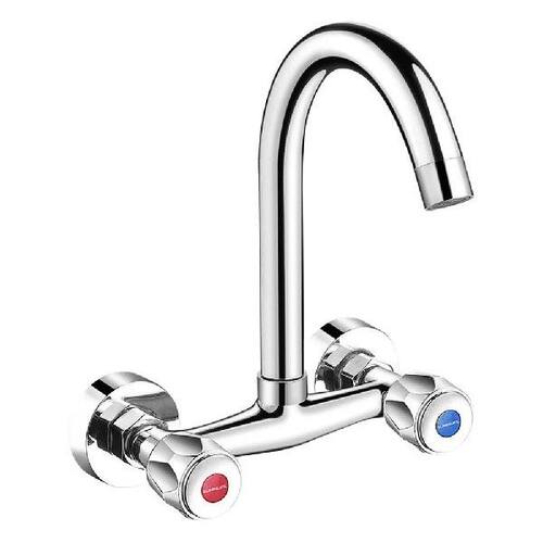 All Copper In Wall Kitchen Faucet Hot Cold Water Double