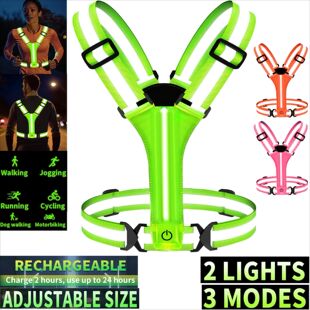 Adjustable Reflective Gear Security Vests USB Rechargeable