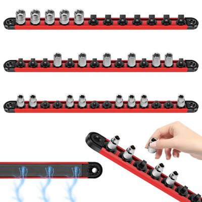 3Pcs Magnetic Socket Organizer Rail Set Stainless Steel