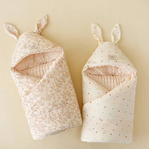 Newborn Cotton Padded Carry Blanket-Class A Crinkle Bean