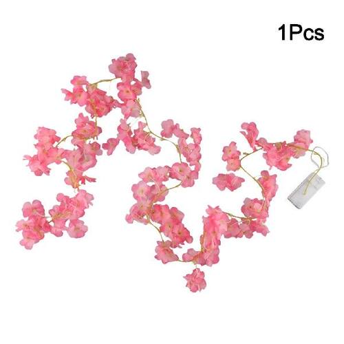 Light Red Color Artificial Flower Garland 20LED String