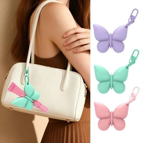 Cute Butterfly Lip Balm Holder Silicone Keychain Case