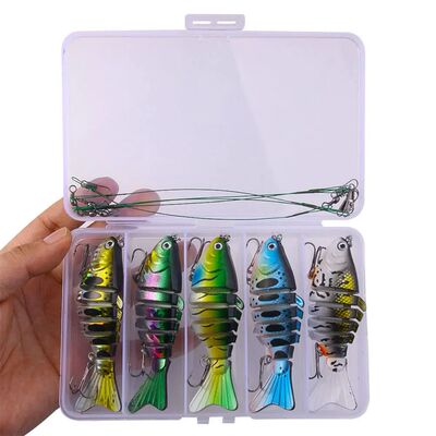 5Pcs Sinking Wobblers Fishing Lures Multi Jointed Swimbait