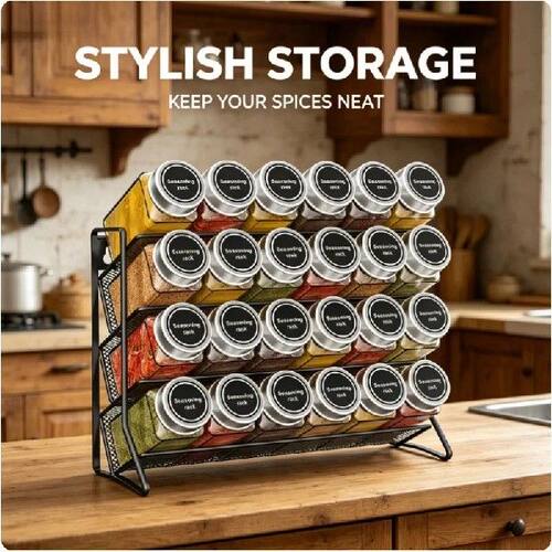 4 Tier Spice Rack Kitchen Organizer Free Standing Seasoning