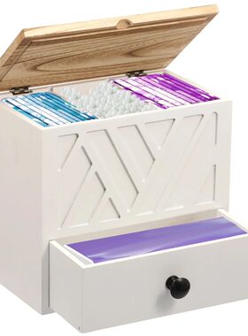 Wooden Tampon Holder with Lid and Drawer Bathroom Tampon