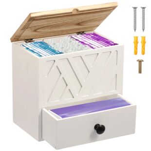 with Holder Tampon Bathroom and Drawer Lid Wooden