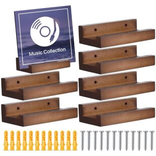 Record Vinyl 6PCS Wall Shelf Wood Display Small Holder