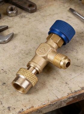 Refrigerant Charging Valve 1/4 Brass Straight Shut-Off