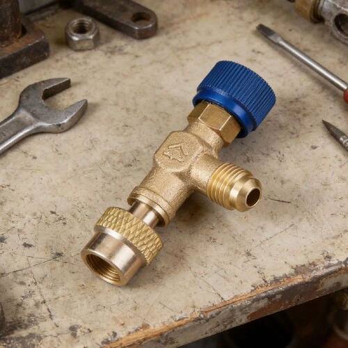 Refrigerant Charging Valve 1/4 Brass Straight Shut-Off
