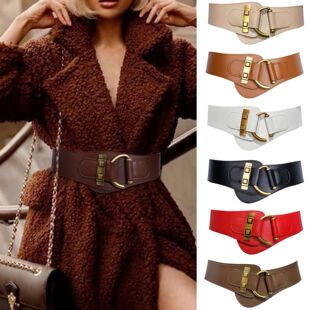 Belts Leather Gold Waist Pure Color Women Buckle For