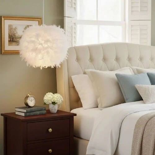 White Feather Shade Feather Pendant Light E27 Holder Fluffy